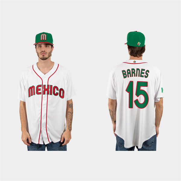Mens Youth Mexico #15 Austin Barnes 2023 World Baseball Classic Jersey - White Red