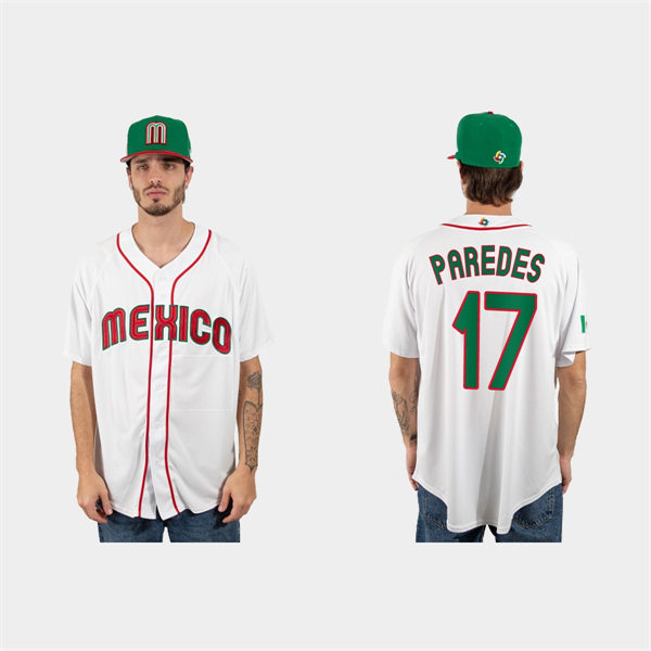 Mens Youth Mexico #17 Isaac Paredes 2023 World Baseball Classic Jersey - White Red