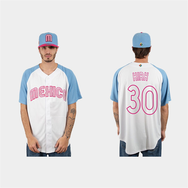 Mens Youth Mexico #30 Alejandro Kirk 2023 World Baseball Classic Jersey - White Pink