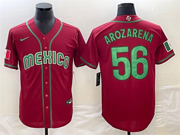 Mens Youth Mexico #56 Randy Arozarena  Red 2023 World Baseball Classic Jersey