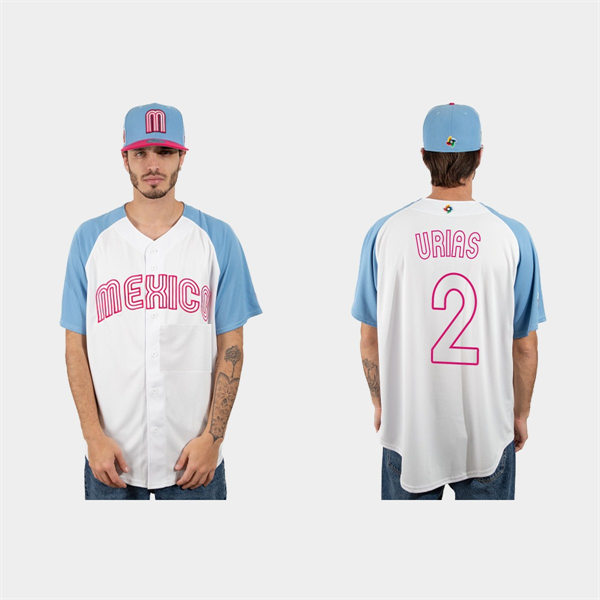 Mens Youth Mexico #2 Luis Urias 2023 World Baseball Classic Jersey - White Pink