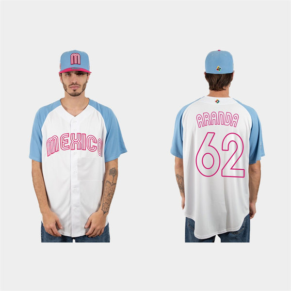 Mens Youth Mexico #62 Jonathan Aranda 2023 World Baseball Classic Jersey - White Pink