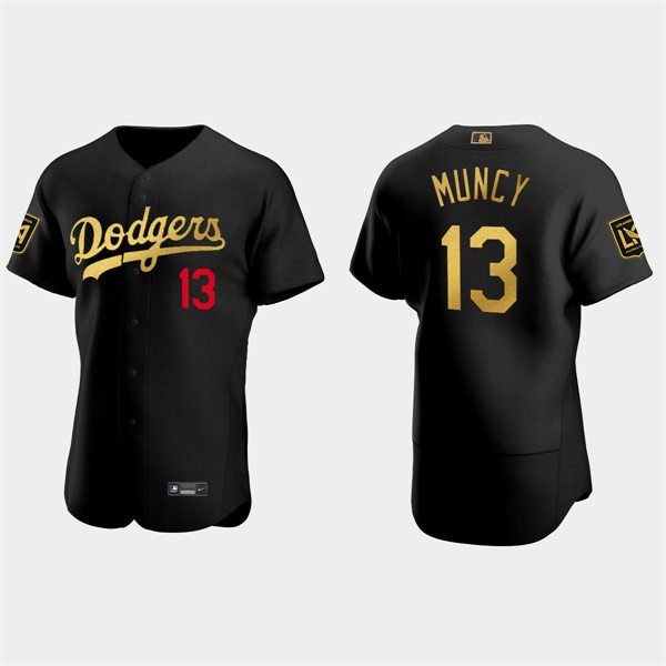 Mens Los Angeles Dodgers #13 Max Muncy Black LAFC Night Authentic Jersey