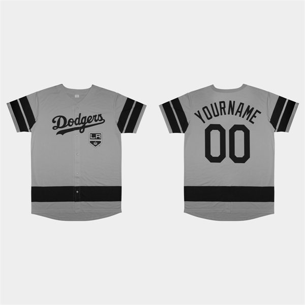 Mens Los Angeles Dodgers Custom Gray 2022 LA Kings Night Jersey