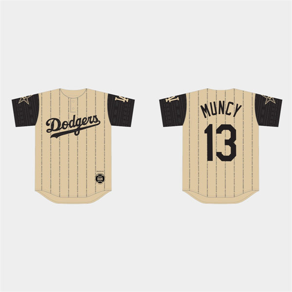 Mens Los Angeles Dodgers #13 Max Muncy Gold 2022 Black Heritage Night Jersey