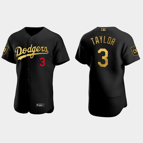 Mens Los Angeles Dodgers #3 Chris Taylor Black LAFC Night Authentic Jersey