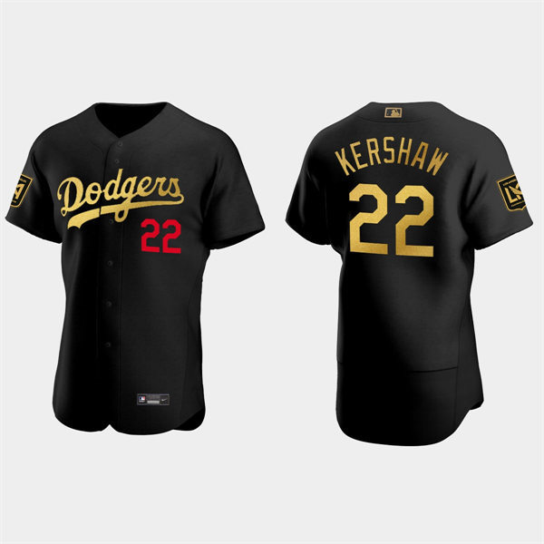 Mens Los Angeles Dodgers #22 Clayton Kershaw Black LAFC Night Authentic Jersey
