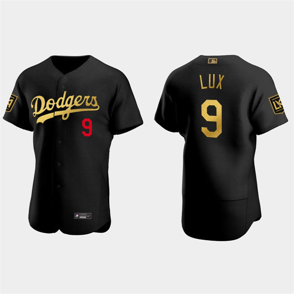 Mens Los Angeles Dodgers #9 Gavin Lux Black LAFC Night Authentic Jersey