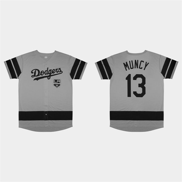 Mens Los Angeles Dodgers #13 Max Muncy Gray 2022 LA Kings Night Jersey