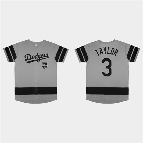 Mens Los Angeles Dodgers #3 Chris Taylor Gray 2022 LA Kings Night Jersey