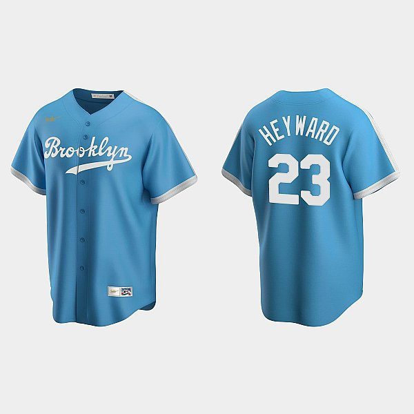Mens Los Angeles Dodgers #23 Jason Heyward Nike Light Blue Cooperstown Collection Alternate Jersey