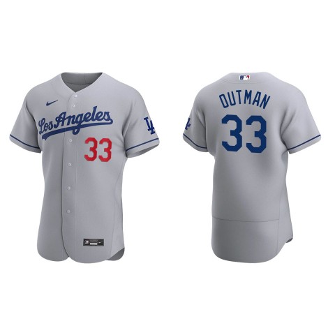 Mens Los Angeles Dodgers #33 James Outman Nike Grey Los Angeles FlexBase Player Jersey