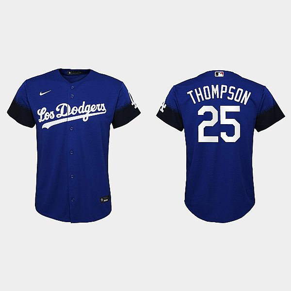 Youth Los Angeles Dodgers #25 Trayce Thompson Nike Royal City Connect Jersey