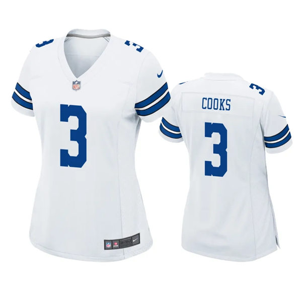 Womens Dallas Cowboys #3 Brandin Cooks White Limited Jersey