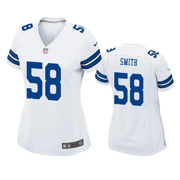 Womens Dallas Cowboys #58 Mazi Smith White Limited Jersey