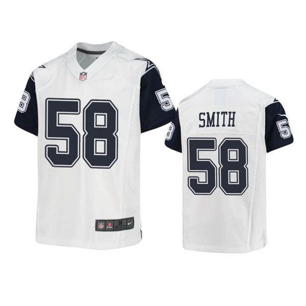 Youth Dallas Cowboys #58 Mazi Smith White Color Rush Player Jersey