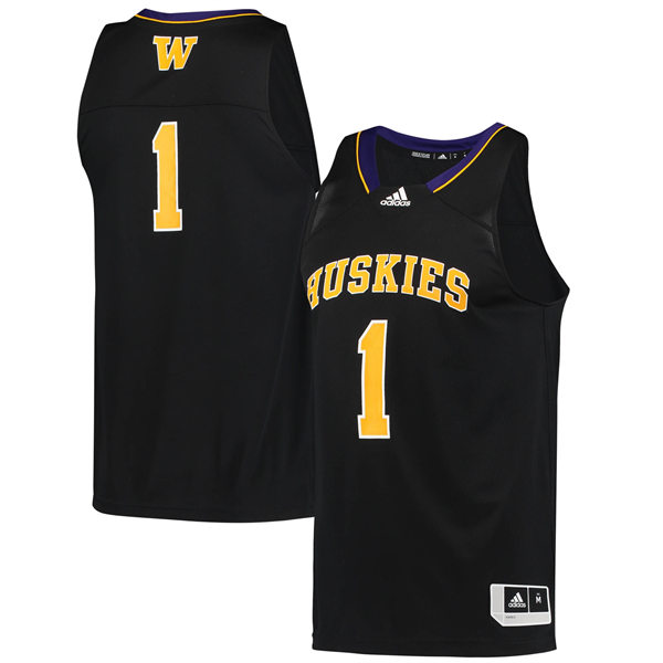 Mens Youth Washington Huskies Custom Adidas Black Basketball Reverse Retro Jersey