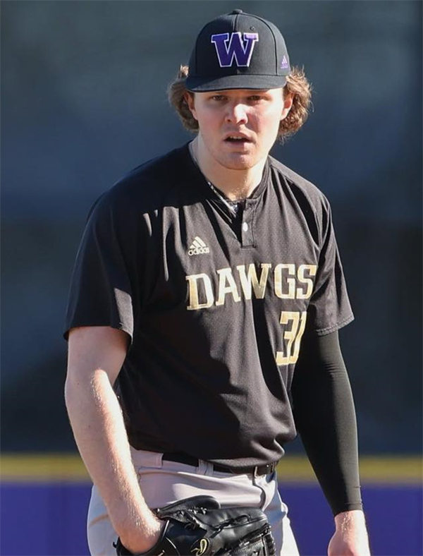 Mens Youth Washington Huskies Custom Black DAWGS two Button Pullover Baseball Game Jersey