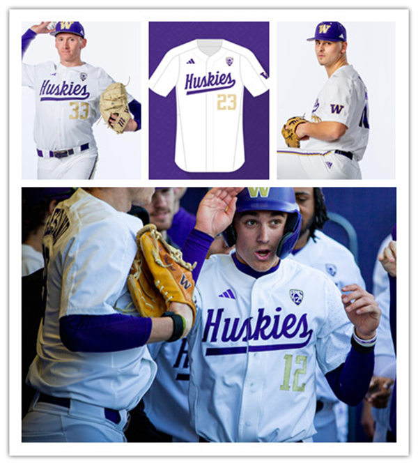 Mens Youth Washington Huskies Custom White Gold adidas Button-Up Baseball Game Jersey