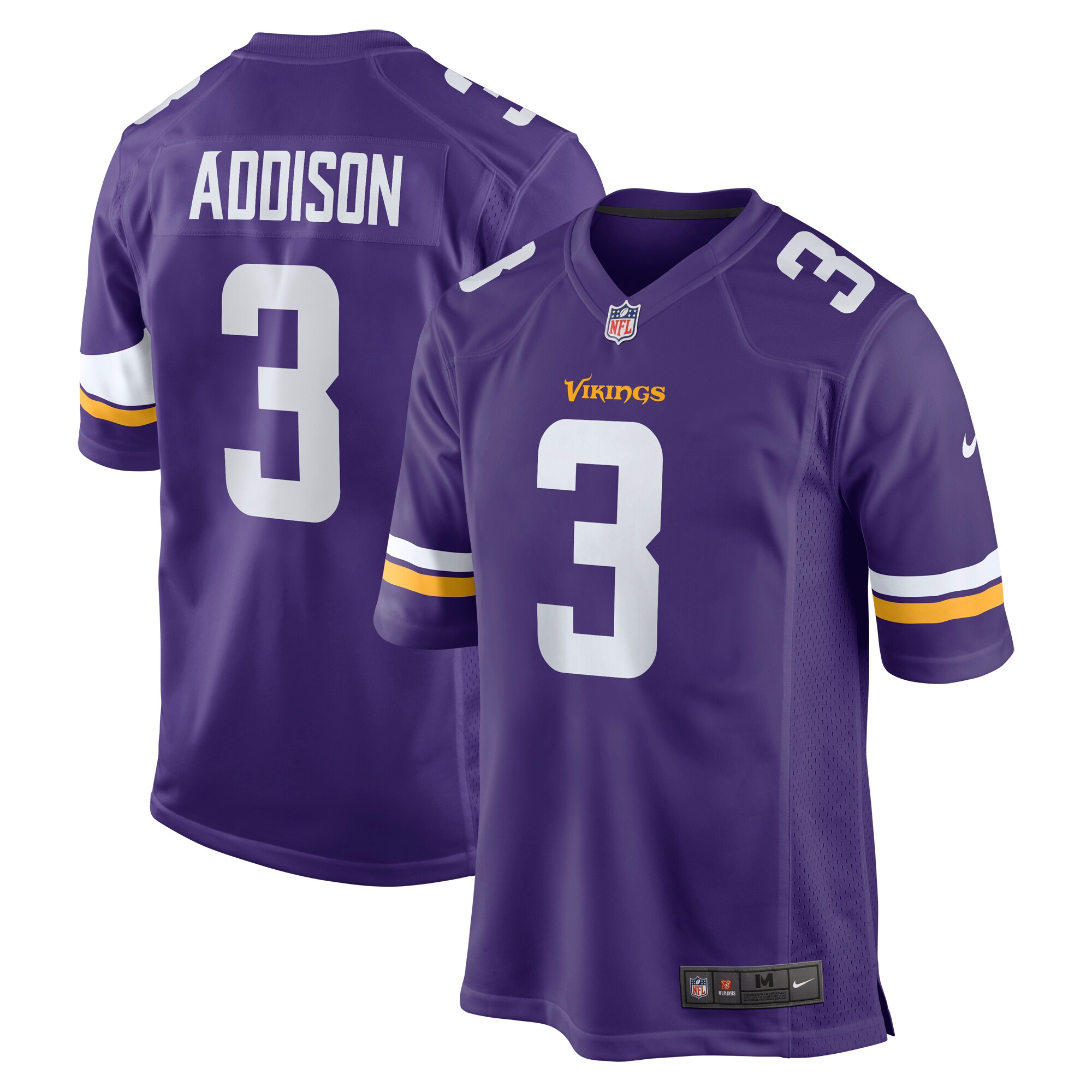 Men's Minnesota Vikings #3 Jordan Addison Nike Purple Vapor Untouchable Limited Palyer Jersey