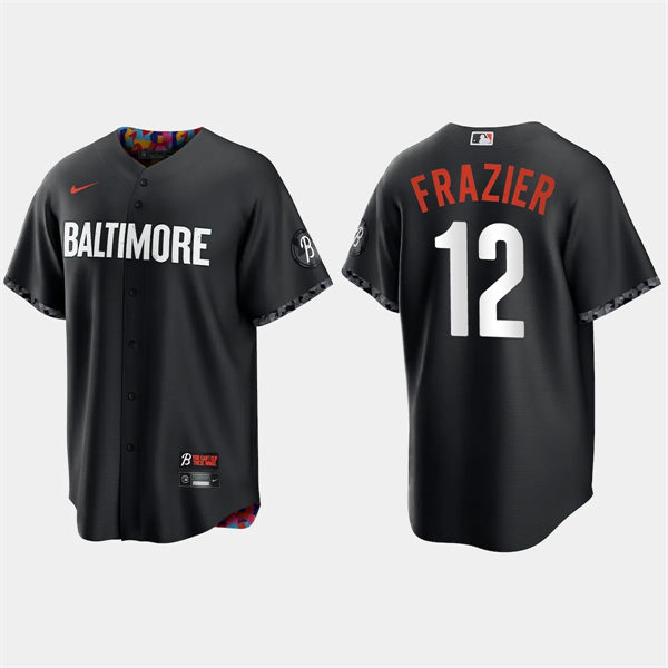 Mens Baltimore Orioles #12 Adam Frazier Black 2023 City Connect Jersey 