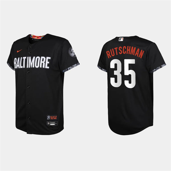 Youth Baltimore Orioles #35 Adley Rutschman Black 2023 City Connect Replica Jersey