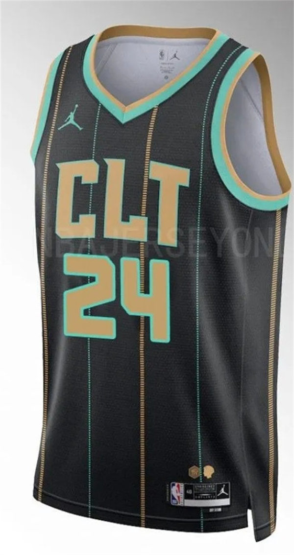 Men's Charlotte Hornets #24 Brandon Miller 2022-23 City Edition Jersey Black