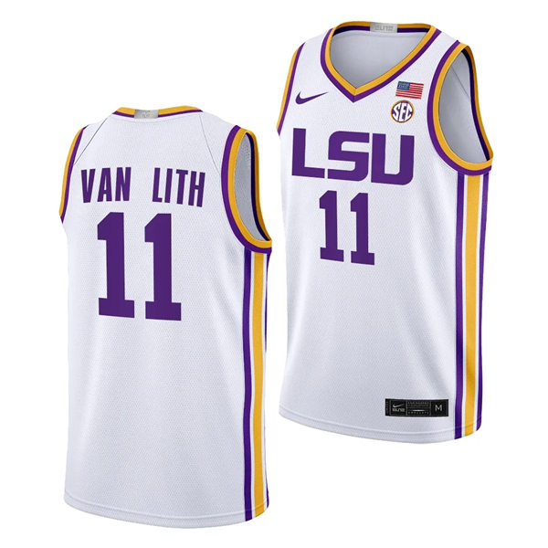 Mens LSU Tigers #11 Hailey Van Lith Nike White Limited Basketball Jersey