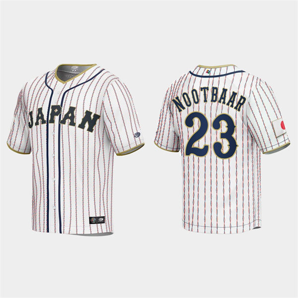 Mens Youth #23 Lars Nootbaar Japan Baseball 2023 World Baseball Classic Jersey White Pinstripe