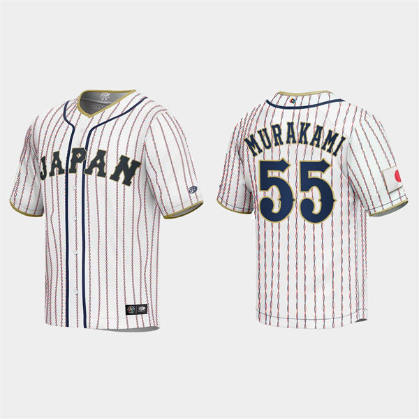 Mens Youth #55 Munetaka Murakami Japan Baseball 2023 World Baseball Classic Jersey White Pinstripe