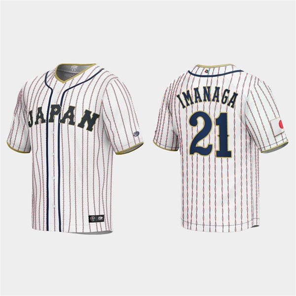 Mens Youth #21 Shota Imanaga Japan Baseball 2023 World Baseball Classic Jersey White Pinstripe