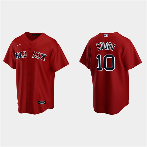 Mens Boston Red Sox #10 Trevor Story Nike Red Alternate with Name Cool Base Jersey