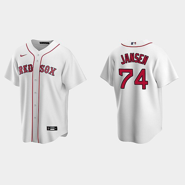 Mens Boston Red Sox #74 Kenley Jansen Nike White Home with Name Cool Base Jersey