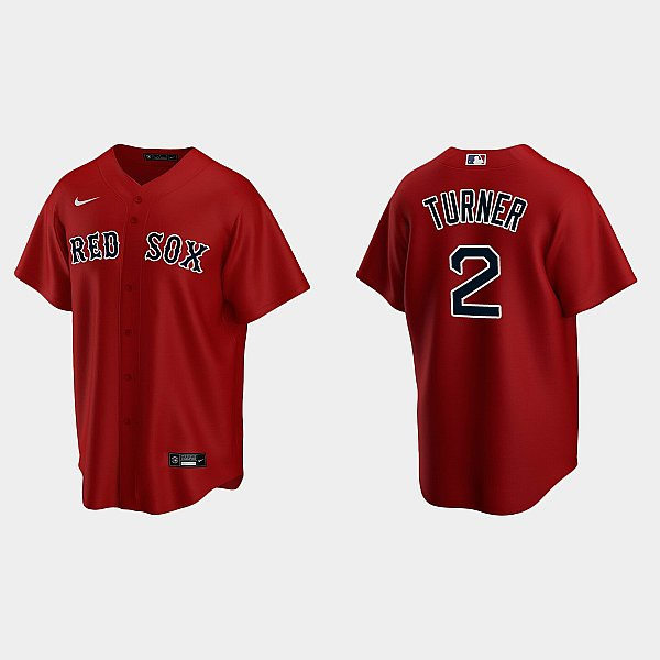 Mens Boston Red Sox #2 Justin Turner Nike Red Alternate with Name Cool Base Jersey
