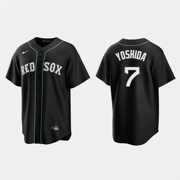 Mens Boston Red Sox #7 Masataka Yoshida Nike Black White Collection Jersey