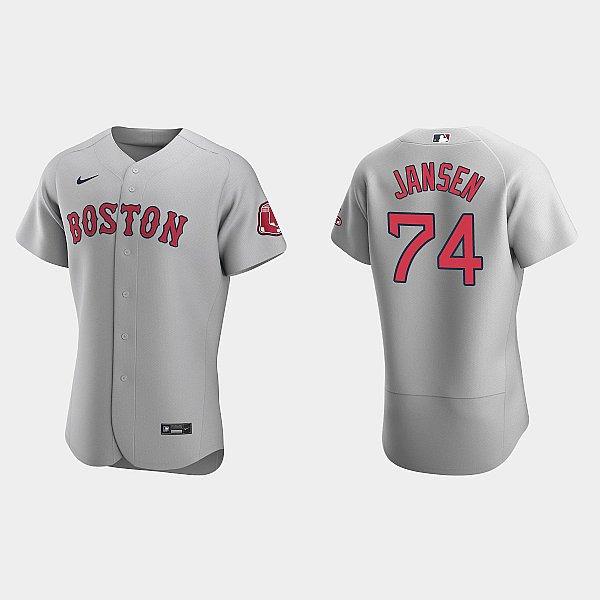 Mens Boston Red Sox #74 Kenley Jansen Nike Gray Road Flex Base Jersey