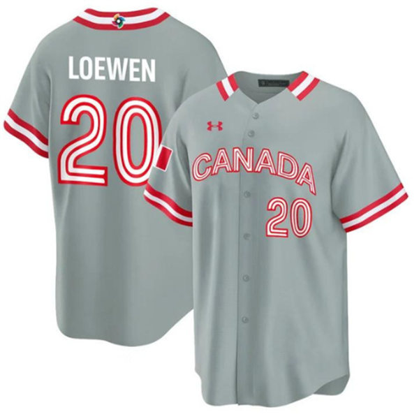 Mens Youth #20 Adam Loewen Canada Baseball 2023 World Baseball Classic Jersey Gray