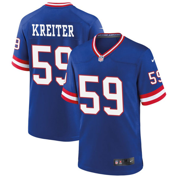 Mens New York Giants #59 Casey Kreiter  Nike Royal Classic Limited Jersey
