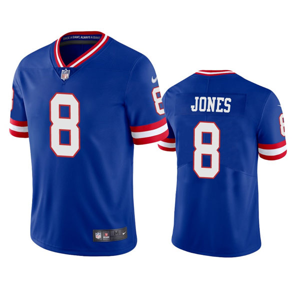 Men's New York Giants #8 Daniel Jones Royal Classic Vapor Limited Jersey