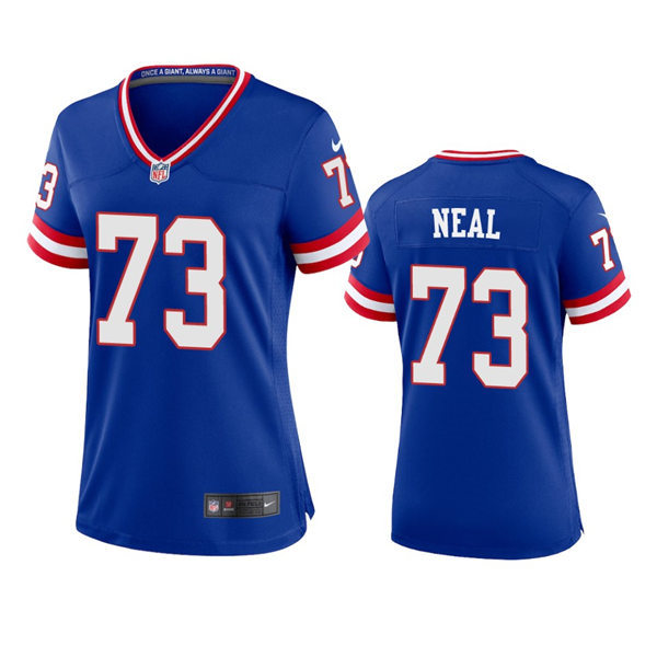 Womens New York Giants #73 Evan Neal  Nike Royal Classic Limited Jersey