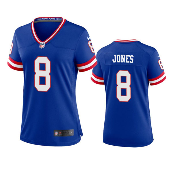 Womens New York Giants #8 Daniel Jones Royal Classic Limited Jersey
