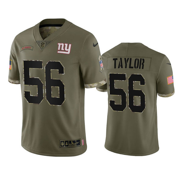 Mens New York Giants Retired Player #56 Lawrence Taylor Olive 2022 Salute To Service Jersey