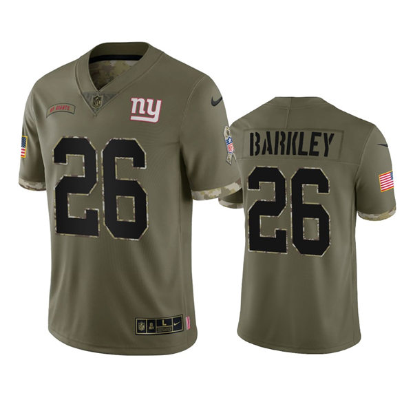 Mens New York Giants #26 Saquon Barkley Olive 2022 Salute To Service Jersey