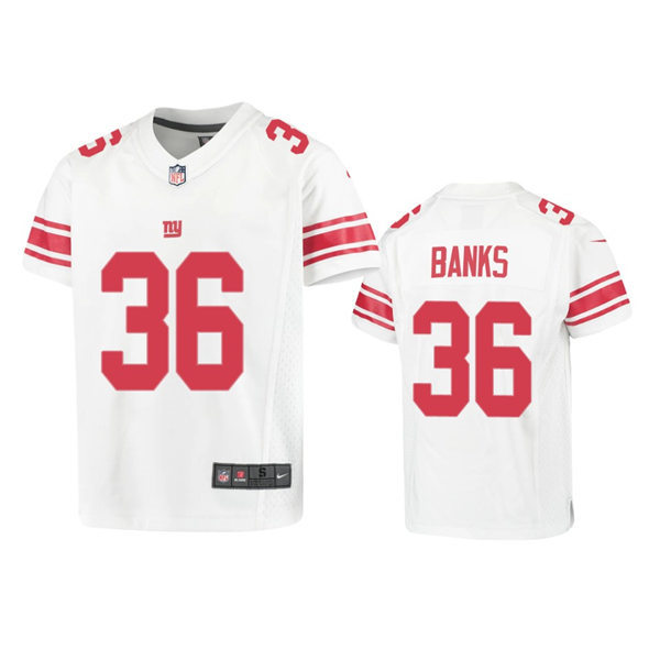 Youth New York Giants #36 Deonte Banks Nike White Limited Jersey
