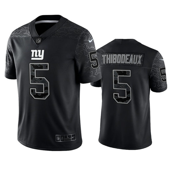 Men's New York Giants #5 Kayvon Thibodeaux Black Reflective Limited Jersey