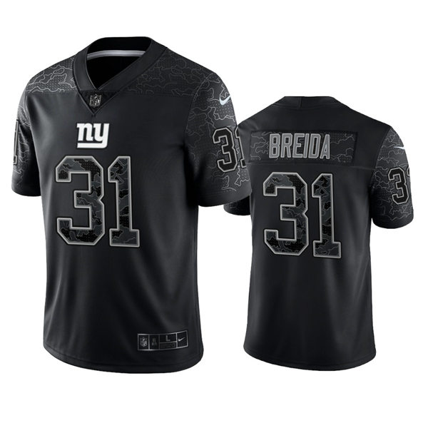 Men's New York Giants #31 Matt Breida Black Reflective Limited Jersey