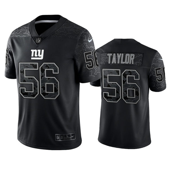 Mens New York Giants Retired Player #56 Lawrence Taylor Black Reflective Limited Jersey