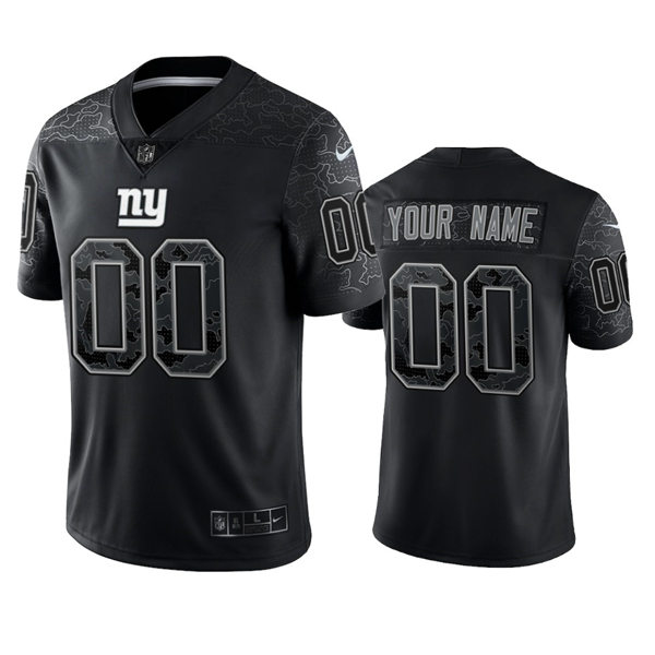 Mens New York Giants Custom Nike Black Reflective Limited Jersey