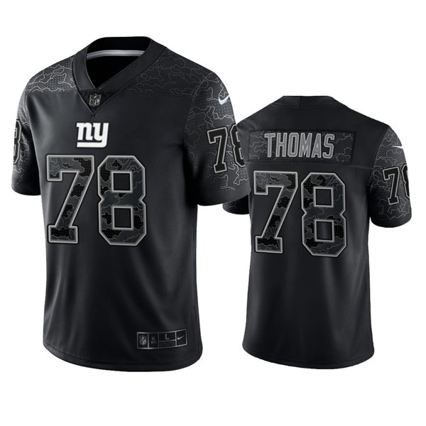 Mens New York Giants #78 Andrew Thomas Black Reflective Limited Jersey