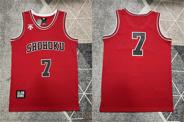 Mens #7 Ryouta Miyagi Japan Anime Slam Dunk Shohoku Basketball Jersey Red